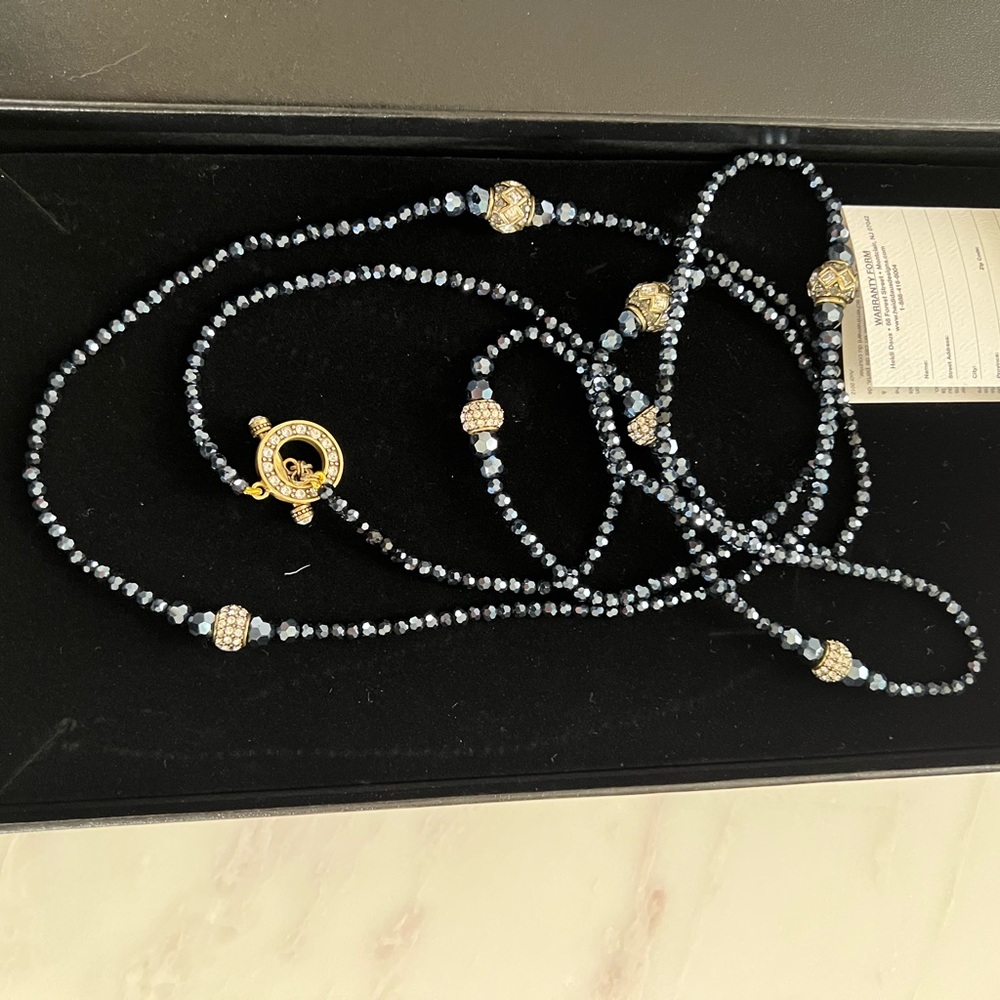 Heidi Daus Elegance! Navy Crystal Beaded Necklace